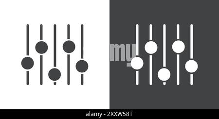 Icône du panneau de commande Flat Set dans le vecteur de contour de couleur noir et blanc Illustration de Vecteur