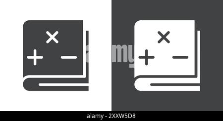 Icône de livre de maths Flat Set dans le vecteur de contour de couleur noir et blanc Illustration de Vecteur