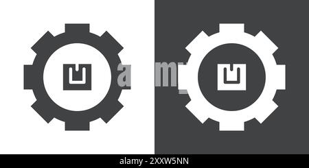 Ensemble plat d'icône de gestion logistique en vecteur de contour de couleur noir et blanc Illustration de Vecteur