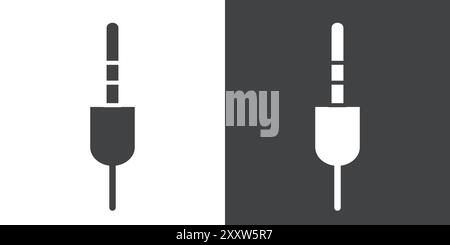 Jack Cable icône Flat Set dans le vecteur de contour de couleur noir et blanc Illustration de Vecteur