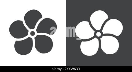 plumeria Icon Flat Set en vecteur de contour de couleur noir et blanc Illustration de Vecteur