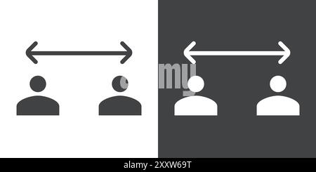 Icône assise de distanciation sociale ensemble plat en vecteur de contour de couleur noir et blanc Illustration de Vecteur