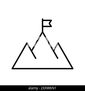 Icône de chemin de mission Flat Set dans le vecteur de contour de couleur noir et blanc Illustration de Vecteur