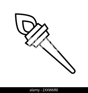 Torch Flame Icon Flat Set dans le vecteur de contour de couleur noir et blanc Illustration de Vecteur