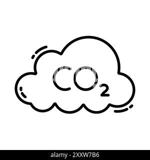 Icône de réduction de CO2 ensemble plat dans le vecteur de contour de couleur noir et blanc Illustration de Vecteur