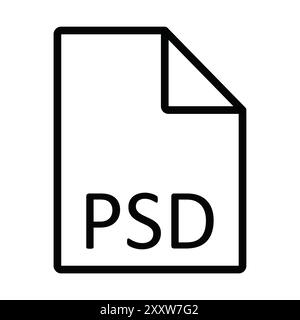 PSD File format Icon Flat Set dans le vecteur de contour de couleur noir et blanc Illustration de Vecteur
