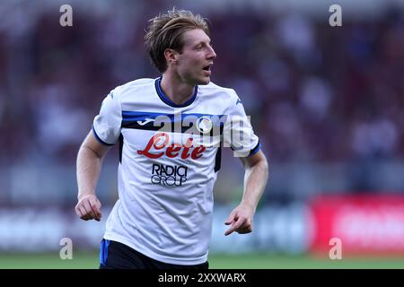 Turin, Italie. 25 août 2024. Marco Brescianini de Atalanta BC regarde pendant la Serie A match de football entre Torino FC et Atalanta BC. Crédit : Marco Canoniero/Alamy Live News Banque D'Images