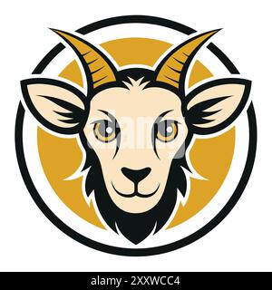 Logo tête de chèvre à l'intérieur du cercle Illustration de Vecteur
