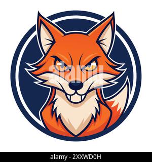 Fox face logo vecteur à l'intérieur du cercle Illustration de Vecteur