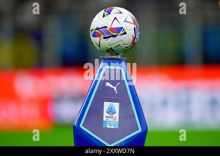 Milan, Italie. 17 août 2024. Ballon officiel avant le match de football Serie A entre Inter et Lecce au stade San Siro de Milan, Italie du Nord - samedi 24 août 2024. Sport - Soccer . (Photo de Spada/Lapresse) crédit : LaPresse/Alamy Live News Banque D'Images