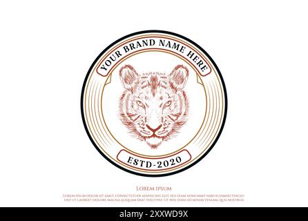 Tête de tigre dessinée à la main pour International Tiger Day logo Design Vector Illustration de Vecteur