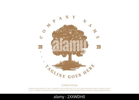 Vintage Retro Oak Banyan Maple Family Tree Life logo Design Vector Illustration de Vecteur