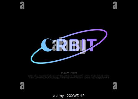 Planet Earth Moon Orbit texte type de police typographie Word Science logo Design Vector Illustration de Vecteur