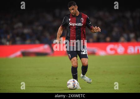 Naples, Italie. 25 août 2024. Charalampos Lykogiannis du Bologna FC lors du match de Serie A entre la SSC Napoli et le Bologna FC au Stadio Diego Armando Maradona Naples Italie le 25 août 2024. Crédit : Franco Romano/Alamy Live News Banque D'Images