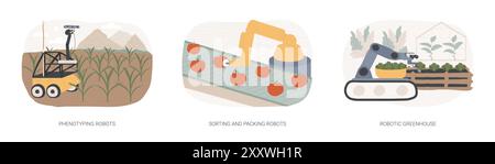 Automatisation en agriculture illustrations vectorielles isolées de dessins animés se Illustration de Vecteur
