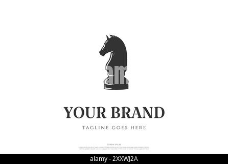 Black Chess Knight Horse Stallion silhouette logo Design vecteur Illustration de Vecteur