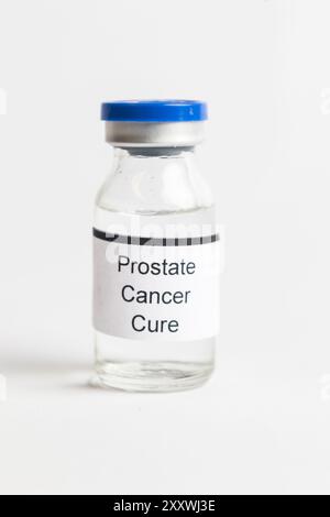 Flacon médical portant l'étiquette prostate cancer Cure Banque D'Images