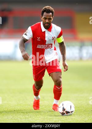 Ashley Hemmings des Kidderminster Harriers lors du match de la Ligue nationale de Vanarama au stade Aggborough, Kidderminster. Date de la photo : lundi 26 août 2024. Banque D'Images