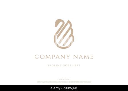 Simple minimaliste luxe Swan Goose Duck Line Outline logo Design vecteur Illustration de Vecteur