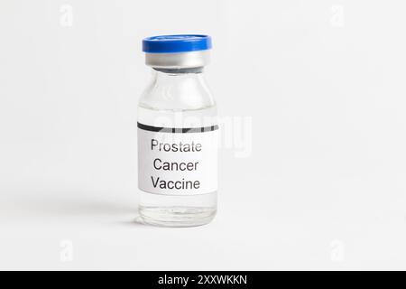 Flacon médical portant l'étiquette vaccin contre le cancer de la prostate Banque D'Images