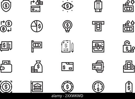 Collection d'icônes d'argent est une illustration vectorielle avec trait modifiable. Illustration de Vecteur