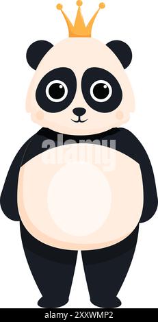 Illustration d'un adorable panda portant une couronne d'or, symbolisant la royauté, le pouvoir et l'unicité Illustration de Vecteur