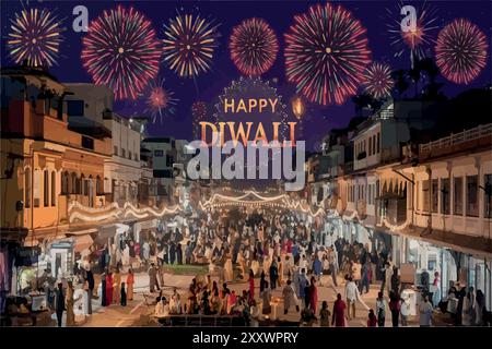 Une fête des lumières et des nouveaux départs. Illustration de Vecteur