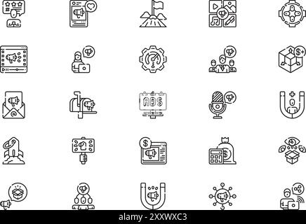 La collection d'icônes de campagne marketing est une illustration vectorielle avec un trait modifiable. Illustration de Vecteur