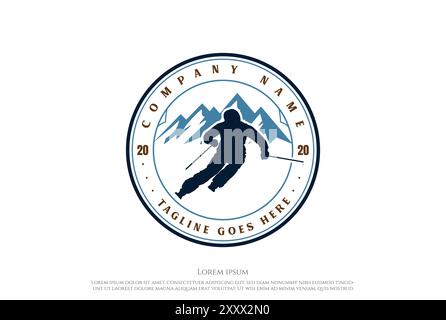 Vintage rétro Ice Snow Mountain Snowboard ski Sport Club logo Design Vector Illustration de Vecteur