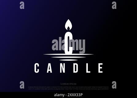 Simple lettre initiale minimaliste C pour Candle Light Flame Fire logo Design Vector Illustration de Vecteur