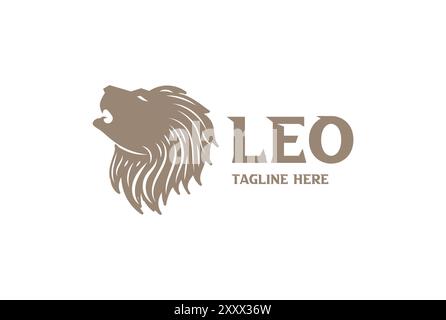 Angry Roaring Leo Lion Head logo Design vecteur Illustration de Vecteur