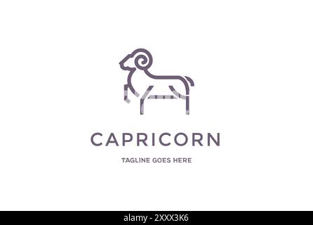 Simple minimaliste Goat Sheep Line Outline pour Capricorne Zodiac logo Design Vector Illustration de Vecteur