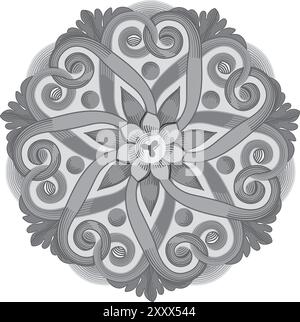 Motif rond ornemental isolé sur l'illustration vectorielle de fond blanc Illustration de Vecteur