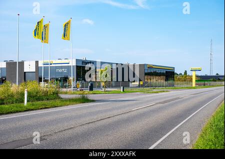 Maribo, Lolland, Danemark, 21 juillet 2024 - Showroom pour la vente de matériel agricole Banque D'Images