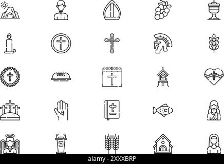 Holy week ICONS collection est une illustration vectorielle avec trait modifiable. Illustration de Vecteur