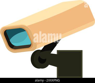 La caméra de surveillance est montée sur un mur, enregistrant des séquences vidéo à des fins de sécurité Illustration de Vecteur