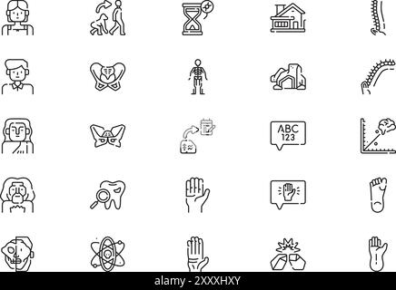 La collection d'icônes d'évolution humaine est une illustration vectorielle avec un trait modifiable. Illustration de Vecteur