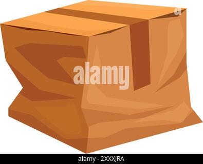 Boîte en carton froissé est assis isolé sur blanc Illustration de Vecteur