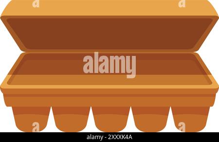 Le carton d'œufs vide est ouvert et attend d'être rempli d'œufs frais Illustration de Vecteur
