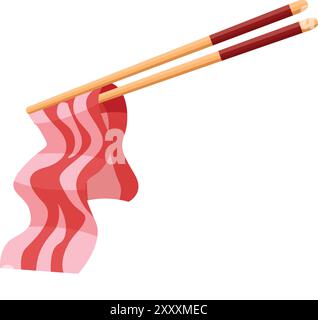 Baguettes contenant de la viande crue pour barbecue japonais coréen shabu shabu Illustration de Vecteur