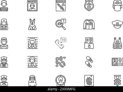 La collection d'icônes de police est une illustration vectorielle avec un trait modifiable. Illustration de Vecteur