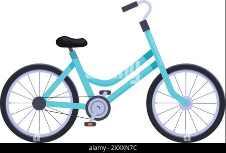 Vélo de ville bleu clair debout sur un fond blanc Illustration de Vecteur