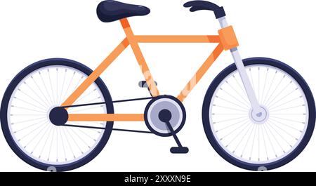 Vélo orange debout avec fond blanc, parfait pour les conceptions liées au transport, au sport et à un mode de vie sain Illustration de Vecteur