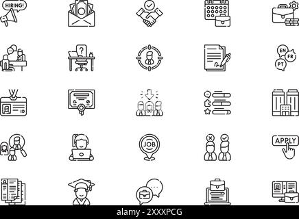Collection d'icônes de recrutement est une illustration vectorielle avec trait modifiable. Illustration de Vecteur