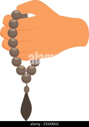 La main compte les perles de prière, fournissant un sentiment de paix et de tranquillité Illustration de Vecteur