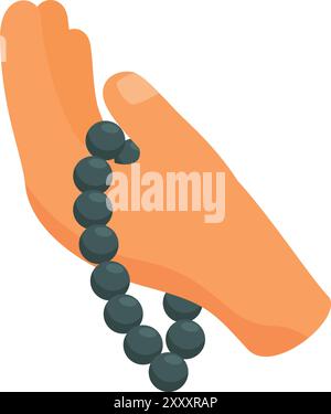 Main comptant doucement les perles d'un chapelet, symbole de foi et de contemplation Illustration de Vecteur