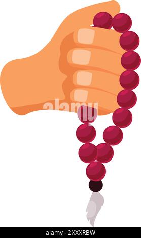 Main comptant doucement les perles d'un chapelet, cherchant le réconfort et la connexion Illustration de Vecteur