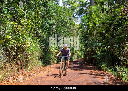 Vélo dans le parc provincial Blue River, Nouvelle-Calédonie Banque D'Images