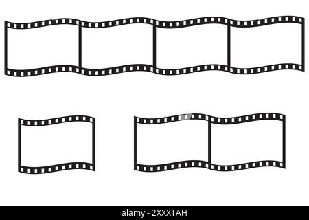 Icône de bande de film. Cadres de film ondulé. Bobine de film noir et blanc. Elément de film vectoriel. Illustration de Vecteur