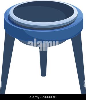 Tabouret rond vide debout sur le style de dessin animé de l'icône de trois jambes Illustration de Vecteur